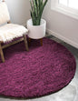 Unique Loom Solid Shag Collection Area Rug (3' 3" Round, Eggplant Purple)