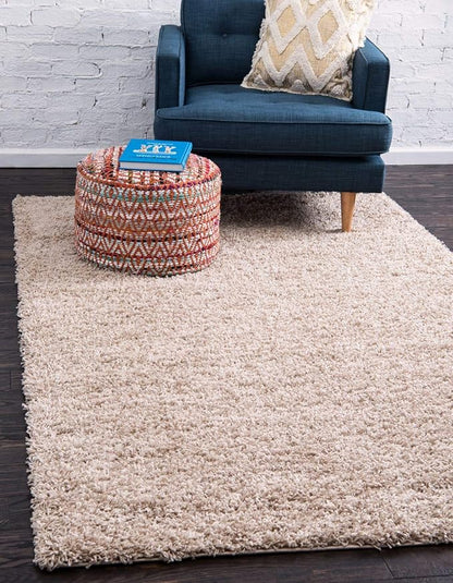 Unique Loom Solid Shag Collection Area Rug (7' 1" x 10' Rectangle, Taupe)