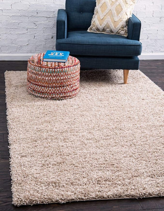 Unique Loom Solid Shag Collection Area Rug (8' x 11' Rectangle, Taupe)
