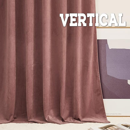 RYB HOME Soft Velvet Curtain for Home Decoration, Room Darkening Window Curtains & Drapes Thermal Insluated Noise Reuding Vertical Shade for Sliding Door Home Office, W52 x L84 inch, Wild Rose, 2 Pcs