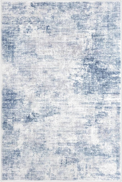 IOHOUZE Small Abstract Area Rug 2x3 Ft Entryway Rugs Washable Door Mat Indoor Entrance, Rubber Backed Throw Rugs, Printed Non Slip Floor Carpet for Foyer Front Door Sink, Light Blue White