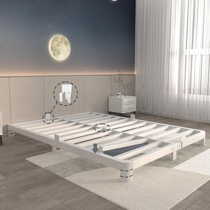 ITIMIDI 4 Inch White King Size Bed Frame, Metal Platform Bed Frames with Metal Gaskets, Heavy Duty Steel Support 3000 LBS, No Box Spring Needed, Anti-Slip Mattress Stopper, Easy Assembly