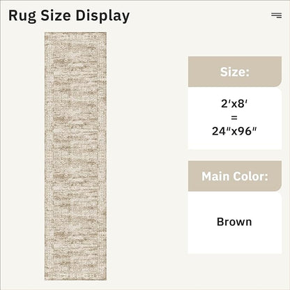 Runner Rug 2'x8' Washable Non-Slip Runner Rugs for Kitchen Bathroom Laundry Room Brown Vintage Floor Carpet Runners for Hallway Entryway