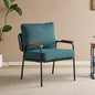 VINGLI Mid-Century Modern Accent Armchiar for Small Space, Small Comfy Upholstered Leisure Reading Chair with Wood Armrest for Bedroom, Living Room, Waiting Room, Linen Dark Green