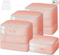 Comforter Storage Bag - Large Capacity Blanket Storage Bags 3-Layer Ultra Space Saving Self Compression Organizer, Washable Compression Bags for Storage Comforter Blanket, 4-Pack, Pink
