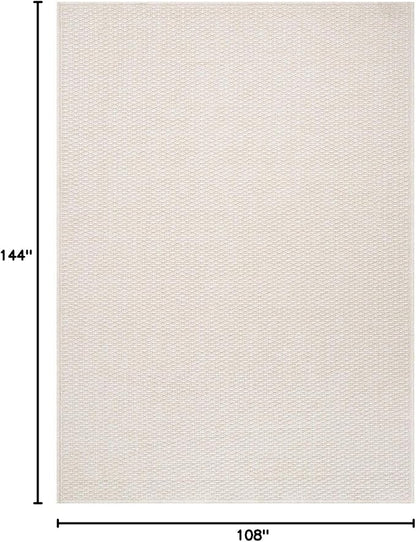Easy Jute Rug 9x12 Indoor Outdoor Natural Rugs Solid Fiber Rug Woven Area Rug Boho Easy Clean Inside Carpet for Living Room Bedroom Dining Room Hallway or Outdoor Patio Porch (9 X 12 Bone)