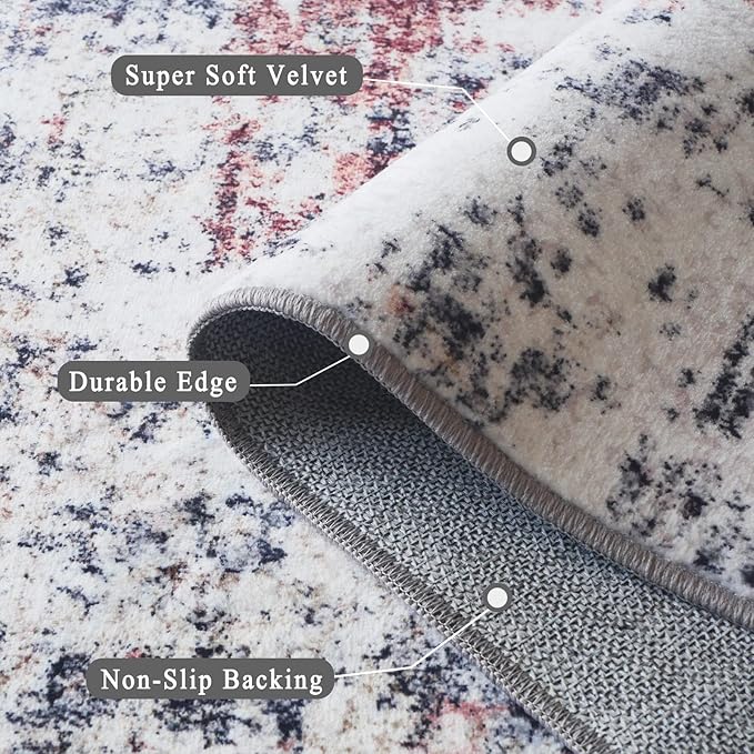 5x7 Area Rugs - Ultra-Thin Washable Rug with Non-Slip Backing, Ideal for Living Room, Bedroom, Kitchen Floor Carpet - Modern Abstract Style, Easy Clean, Durable, Low Pile Rug Brown Black