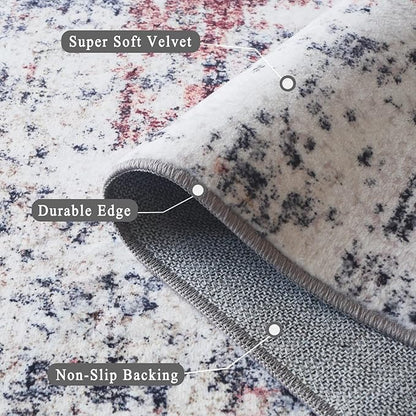 5x7 Area Rugs - Ultra-Thin Washable Rug with Non-Slip Backing, Ideal for Living Room, Bedroom, Kitchen Floor Carpet - Modern Abstract Style, Easy Clean, Durable, Low Pile Rug Brown Black