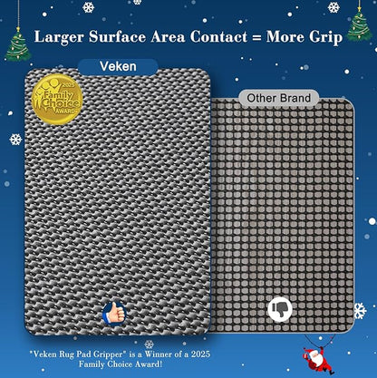 Veken 4x6 Ft Rug Pad Gripper for Hardwood Floors, Non Slip Rug Bedroom Pads for Area Rugs, Thick Dark Grey Rug Grippers for Tile Floors, Under Carpet Anti Skid Mat, Keep Your Rugs Safe and in Place