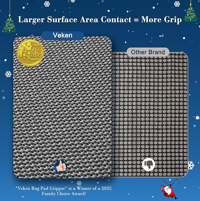 Veken 7x10 Ft Rug Pad Gripper for Hardwood Floors, Non Slip Rug Pads for Area Rugs, Thick Dark Grey Rug Grippers for Tile Floors, Under Carpet Anti Skid Mat, Keep Your Rugs Safe and in Place