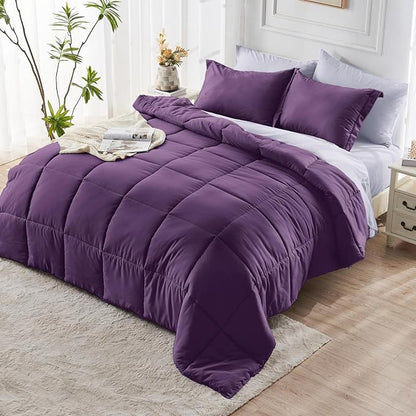 JOLLYVOGUE King Comforter Set, Ultra-Soft Bed in a Bag King Size 7 Pieces, Oeko-TEX Certified Bedding Set with Down Alternative Comforter, Sheets, Pillowcases & Shams, Purple & Lavender