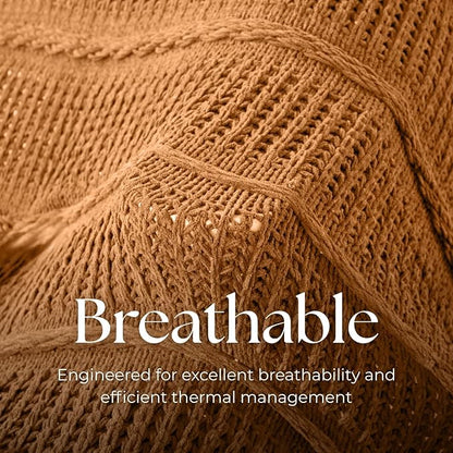 Boho Knitted Chenille Blanket with Tassels - Lightweight & Soft All-Season Throw - 3D Classic Pattern for Living Room Bedroom Couch, Amber Brown, Throw 50"x60"