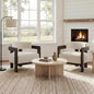 Beige Linen Accent Chairs Set of 2, Cozy Upholstered Living Room Chair for Bedroom, Walnut Wood Frame, Vintage Modern Lounge Reading Chair for Apartment Waiting Room Office,Beige