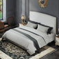 King Size Bed Frame and Headboard, 56" Upholstered Platform Bed with Nailhead Trim, Soft Boucle Fabric, No Box Spring Needed, Easy Assembly, White