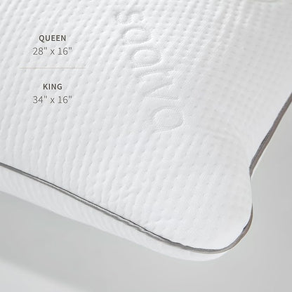 Saatva Cloud Memory Foam Pillow - Gel-Infused Shredded Memory Foam Fill - Lofty & Contouring Pillow - for Any Sleep Position - 1 Pack, King (34"x16")