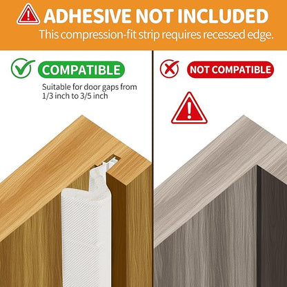 40FT Weather Stripping Door Seal Strip – Soundproof Door Frame Seal for Large Gaps, Easy Installation, Noise Cancelling (White)