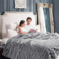 Cozy Bliss Faux Fur Throw Blanket for Couch, Cozy Warm Plush Striped Blanket for Sofa Bedroom Living Room, 90 * 90 Inches Gray