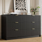 Black Dresser for Bedroom, Modern Dresser with 6 Drawers and Smooth Slides, Wide Chest of Drawers with Golden Handles for Bedroom, Living Room, Closet, 15.7" D x 55.1" W x 31.4" H