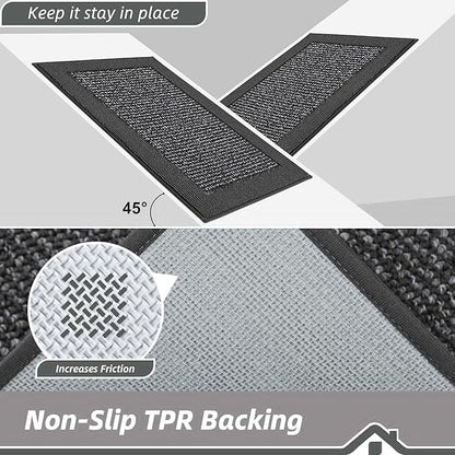 BEQHAUSE Indoor Door Mat 24" x 60", Dirt Trapper Door Mats Non-Slip Entryway Rugs Washable, Resist Dirt Absorbent Welcome Mat, Low Profile Floor Mats for Front Back Door and Entryway, Charcoal