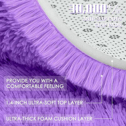 OLANLY 5x7 Machine Washable Large Area Rugs for Living Room, Bedroom, Soft Fluffy Shaggy Bedside Rug, Indoor Floor Carpet for Kids Girls and Boys, Dorms, Nursery, Home Decor Aesthetic, Purple