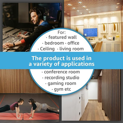 Art3d 4pcs-107 x 8in Slat Acoustic Panel for Wall and Ceiling, 3D Fluted Sound Absorbing Panel with Wood Finish, Walnut