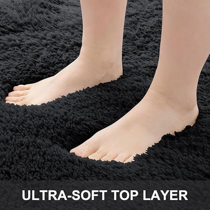 OLANLY 2x4 Machine Washable Runner Rugs for Hallway, Soft Fluffy Shaggy Bedside Rugs for Bedroom, Living Room, Indoor Floor Carpet for Kids Girls and Boys, Nursery Rooms, Home Decor Aesthetic, Black