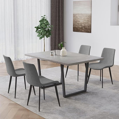 5 Piece Dining Table Set, 42.9 Inch Modern Kitchen Dining Table and Leather Dining Chairs for Kitchen Dining Room (Table + 4 Grey Chairs)