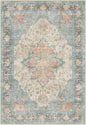 Area Rugs 2'x6' Washable Non-Slip, Floral Vintage Distress Print Pattern Medallion Carpet for Living Room Bedroom Dining Room, Blue Orange Red