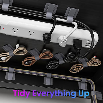 Hook and Loop Cable Ties, Self Adhesive Hook and Loop Cable Straps, Sticky-back Cord Organizer, Cable Clip, Household & Office Essentials, 40Pcs per Pack