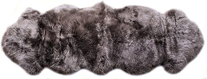 Premium Gray Sheepskin Rug Genuine Fur Bedside Runner 2x6ft - Great for Soothing Feet - Ethically Sourced Sheep Fur Rugs - Sheepskins Wool Runner