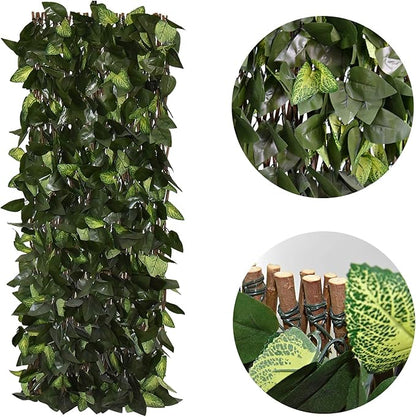 GLANT Expandable Fence Privacy Screen for Balcony Patio Outdoor,Decorative Faux Ivy Fencing Panel,Artificial Hedges (Single Sided Leaves) (1, Green-Verdant)