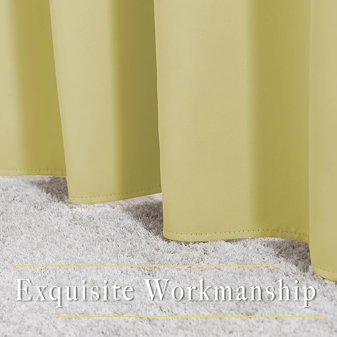 NICETOWN Paler Yellow Room Darkening Curtains 63 inch Length for Kitchen, Grommet Energy Saving Thermal Window Treatments Light Blocking Drapes for Bedroom, 2 Panels, W46 x L63