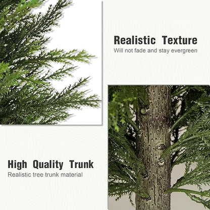 3FT Artificial Cedar Trees Set of 2, Realistic Faux Evergreen Topiary Bushes Plants, Outdoor Potted Fake Cypress Shrubs for Front Porch Garden Home Living Room Decor