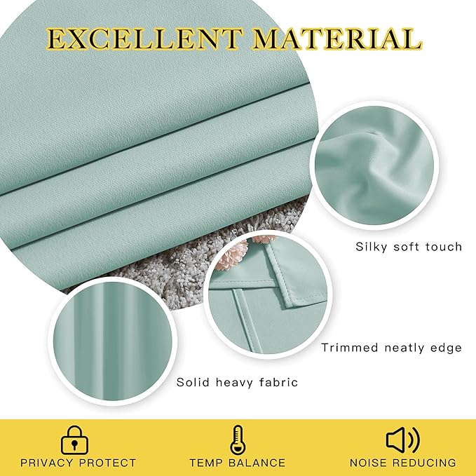 NICETOWN Room Darkening Window Curtains 84" Length - Decorative Aqua Blue Grommet Room Darkening Window Treatments for Bedroom/Living Room, 1 Pair, W52 x L84