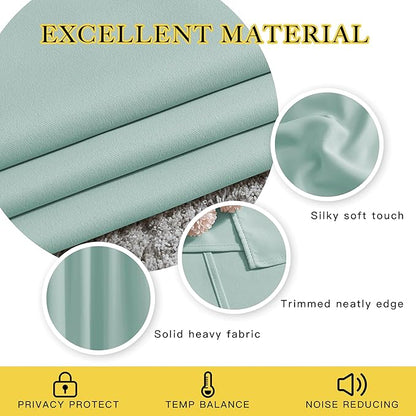 NICETOWN Blackout Aqua Blue Curtains 102 inches Long 2 Panels Burg, Grommet Thermal Curtains Light Blinds Room Darkening Window Treatments for Bedroom, 2 Panels, W52 x L102