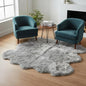 Premium Genuine Sheepskin Rug 5' x 6' Long Fur Soft & Natural Shaggy Living Room Rug, Silver Gray, Six Pelt