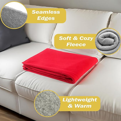 24 Bulk Pack Fleece Throw Blankets, 50x60 Soft for Home, Office, Wedding, Gift, Camping (Assorted)