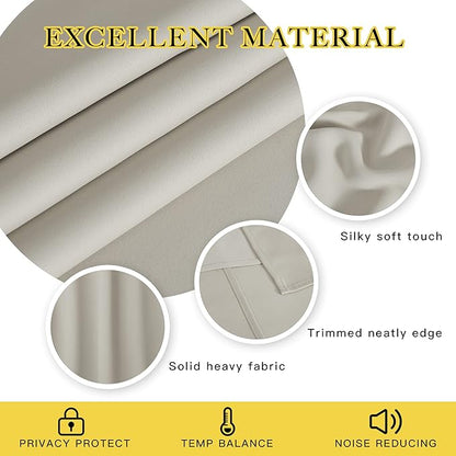 NICETOWN Extra Wide Blackout Sliding Door Curtains 108 inch Length - Grommet Insulated Curtain Light & Sound Blocking Drape for French Door/Patio Door (Natural, W100 x L108, 1 Panel)