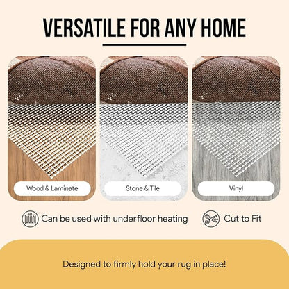 Non Slip Area Rug Gripper 2x3 Feet, Rug Gripper for Hardwood Floors, Laminate, Vinyl, Stone & Tile, Anti Slip Area Rug Pad for Under Rugs