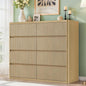 8 Drawer Dresser, Modern Fluted Dressers & Chest of Drawers for Bedroom, 48" Wide Dresser TV Stand with Deep Drawer, Curved Wood Organizer for Bedroom, Living Room, Hallway, Natural