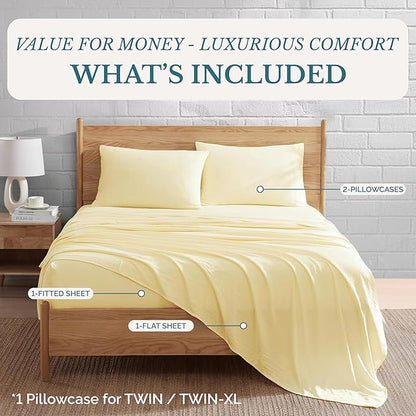 Casa Platino Sheets California King Size Bed Set, Pre-Washed Ultra Soft California King Bed Sheets Set, Brushed Microfiber Cooling Sheets, California King Size Sheets Set with Deep Pockets - Vanilla