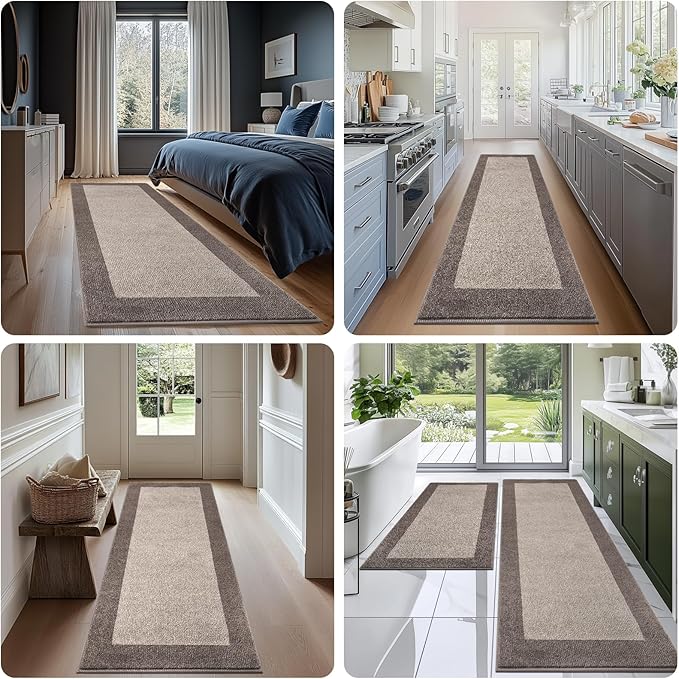 Machine Washable Runner Rug 32" x 96", Non Slip Kitchen Mat for Floor, Absorbent Entryway Rug for Kitchen, Bedroom, Living Room, Hallway, Door (Roll Packing)