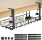 Under Desk Cable Management Tray, Xpatee Upgraded Wire Management No Drill No Screws, Cable Tray with Clamp for Wire Organizers, Computer Cord Rack for Office, Home - No Damage to Desk Black