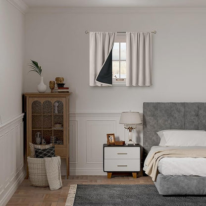 BGment Blackout Curtains for Small Window, Thermal Insulated Full Room Darkening Soundproof Rod Pocket Curtains for Bedroom 54 Inch Length 2 Panels Set, Each Short Panel 52 Inch Wide, Cashmere