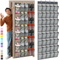Windyun Over the Door Shoe Organizer with 40 Large Breathable Mesh Pocket, Space Saving Hanging Shoe Rack Hanger Gray Behind the Door Storage Holder for Entryway Closet Bedroom Utility Room Women Men