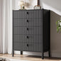 5 Drawer Dresser, Modern Chest of Drawers for Bedroom, Wood Fluted Dresser Organizer with Deep Drawers for Clothes, Nightstand for Bedroom, Hallway, Living Room, Entryway, Black