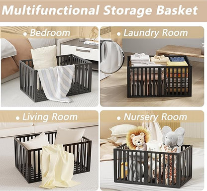 90 L Large Storage Bins, 2 Pack Clothes Storage Bins Foldable Closet Organizers Storage Containers for Clothing, Blanket, Comforters, Bed Sheets, Pillows and Toys(Black Tall (25"×16"x12"))