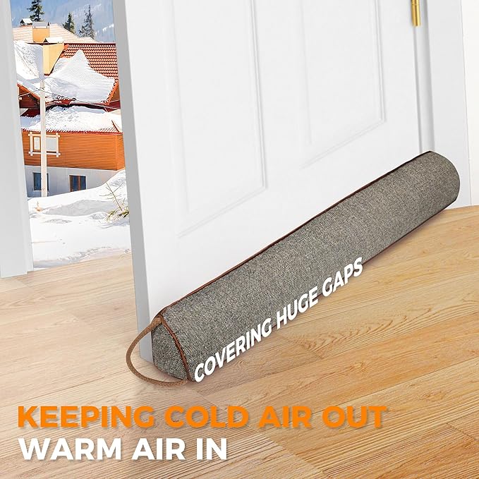 TORRAMI Under Door Draft Stoppers 36 Inch, Heavy Triangle Stop Draft Block Cold Air/Wind/Breeze Noise Blocker Door Sweeps Weather Stripping Bottom Seal Brown