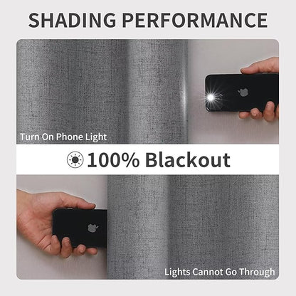 Joydeco Custom Light Grey Textured Total Blackout Curtain for Bedroom and Living Room. Grommet Textured Thermal Insulated Room Darkening Curtain 1 Panel (Custom Size and Color)