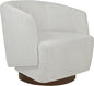 MINCETA Accent Chair,360° Swivel Chairs with Wood Base,Modern Swivel Accent Chair for Living Room and Bedroom,Performance Fabric in Ivory